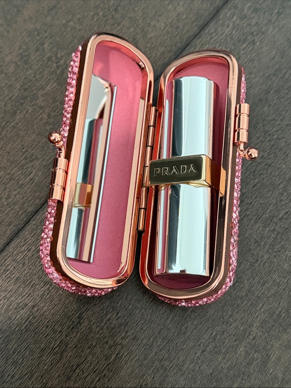 Pink Crystal Bedazzled Lipstick Case